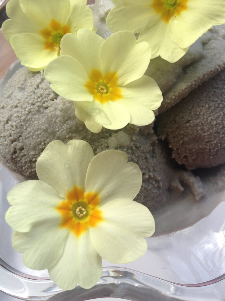 Edible flowers and ice cream